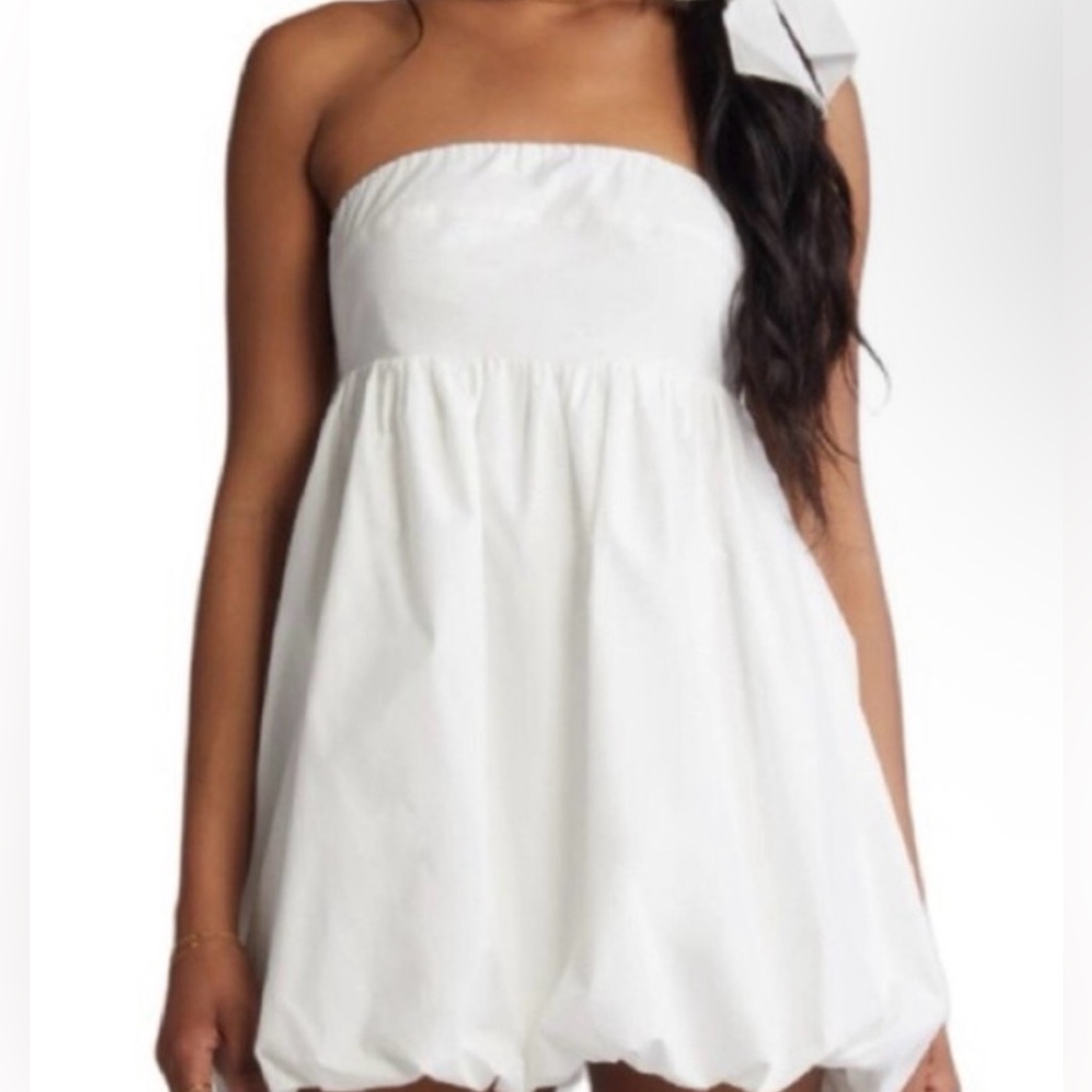 Strapless White Bubble Dress
